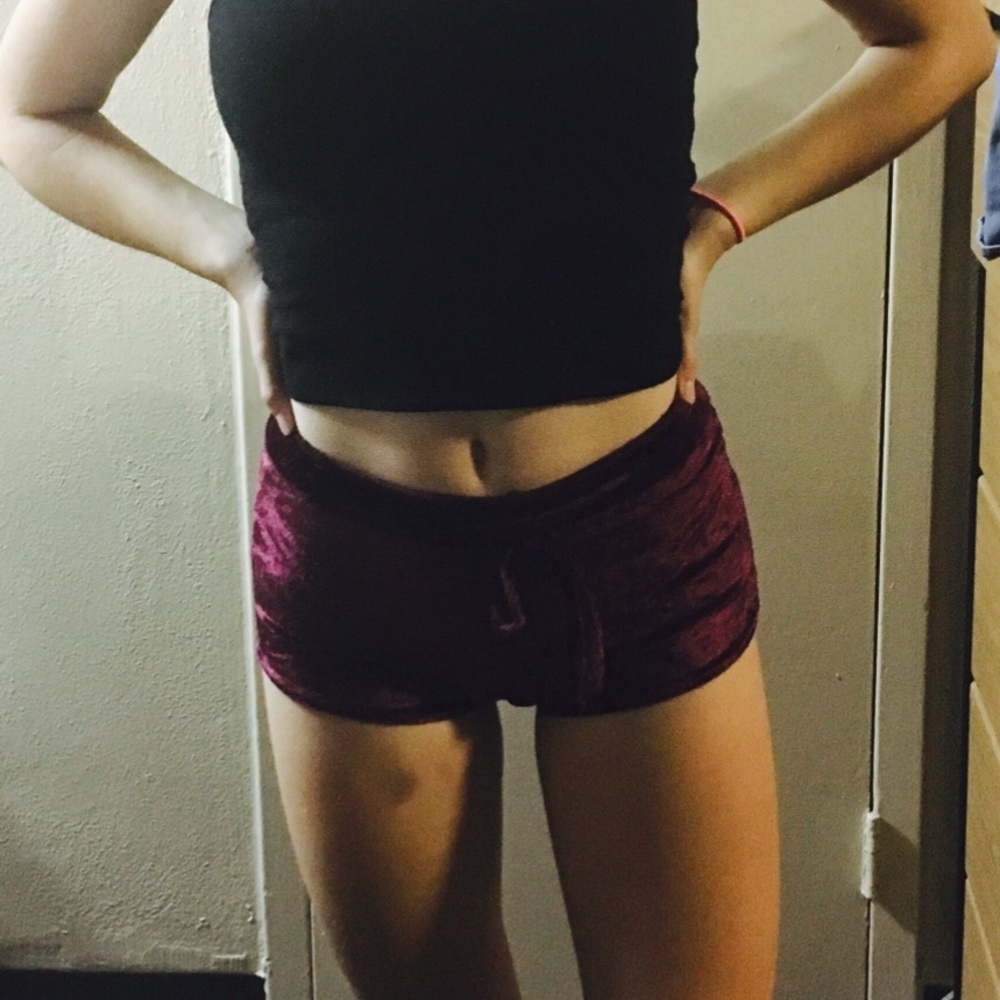 Authentic pink moon / shopaholik velvet shorts